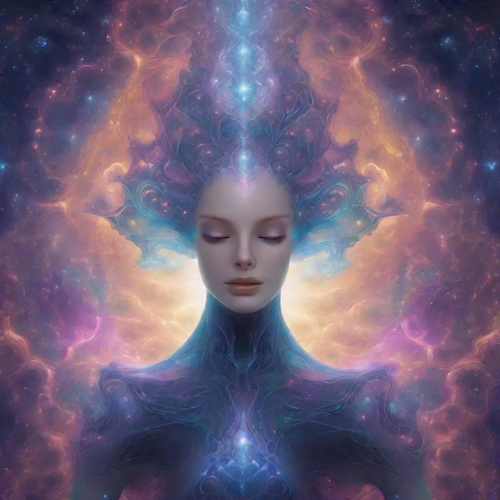 Prompt: Nebula goddess fractal lady