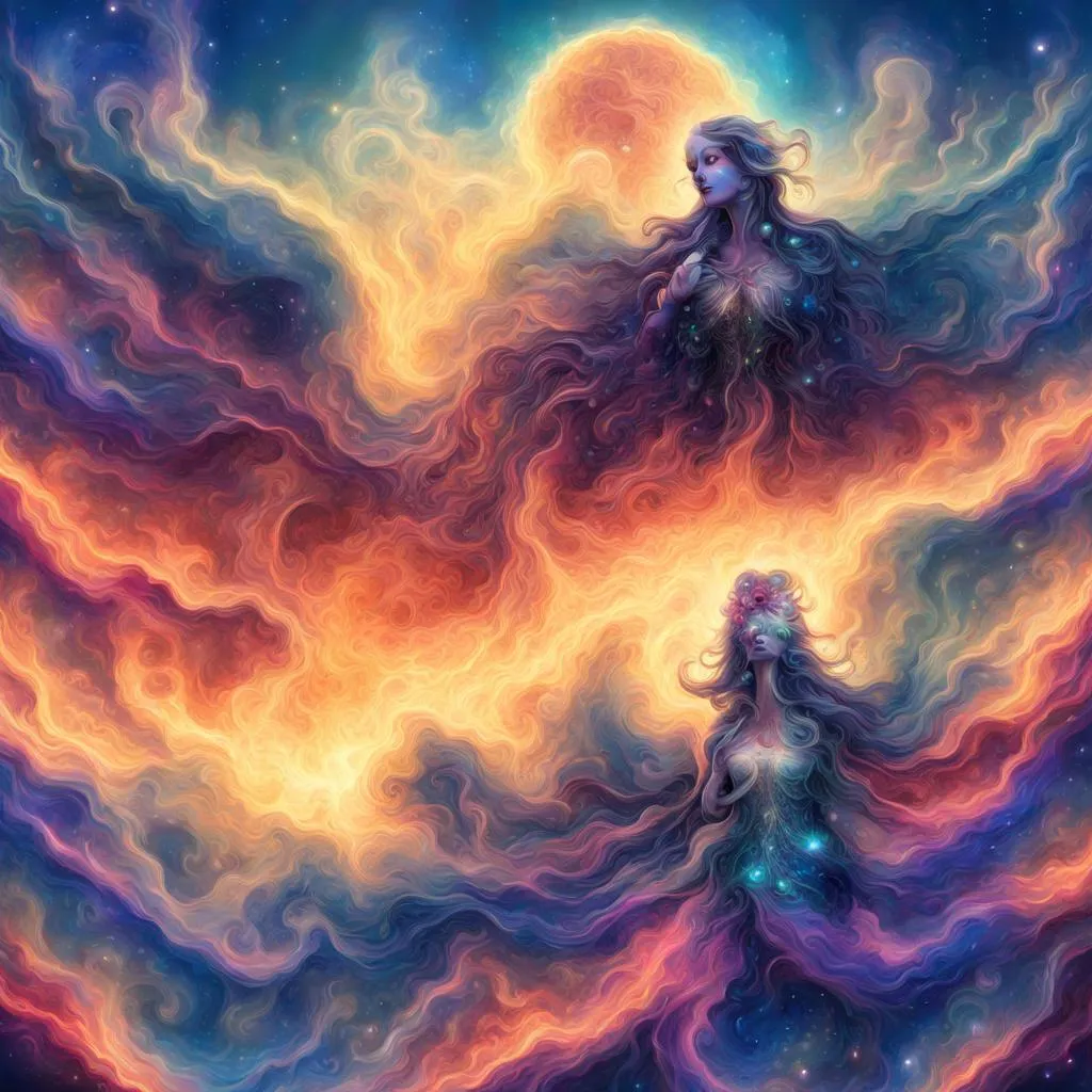 Prompt: Nebula goddess fractal lady