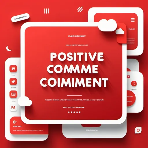 Prompt: (accurately spelled text "Positive Comment"), vibrant, (bold red and white) color scheme, modern typography, social media theme, clean design, eye-catching layout, engaging and uplifting vibe, high contrast, cheerful atmosphere, dynamic composition, ideal for Instagram, aesthetically pleasing, visually appealing, professional quality.