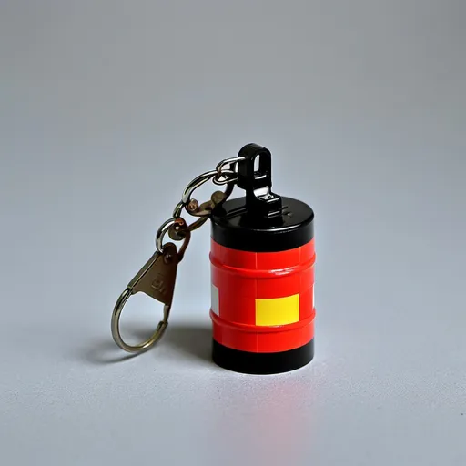 Prompt: "Tiny, pixelated gas canister, keychain size"