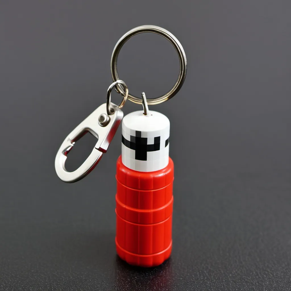 Prompt: "Tiny, pixelated gas canister, keychain size"