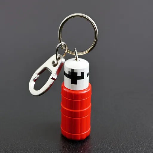 Prompt: "Tiny, pixelated gas canister, keychain size"