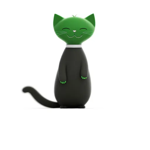 Prompt: Generate a 1 dimensional graphics of a green and cute cat with a green body. He looks happy and excited.