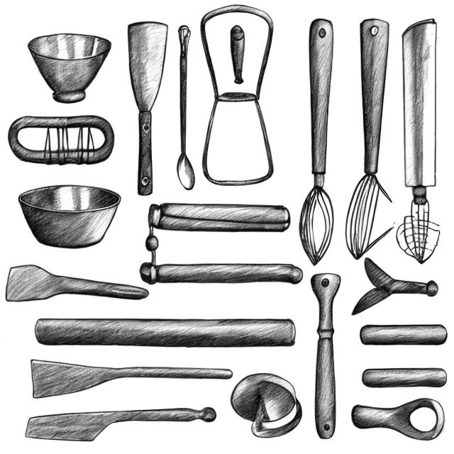 Prompt: kitchen tools sketch
