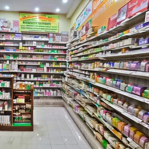 Prompt: Rajendra Medicine Point a pharmacy outlet in Krishna Nagar Market Lucknow 