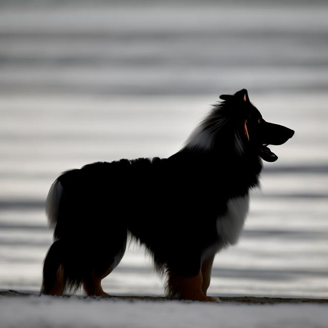 Prompt: Silhouette of a Rough Collie