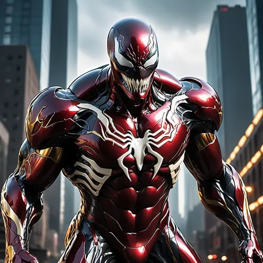 Prompt: venom merged with ironman