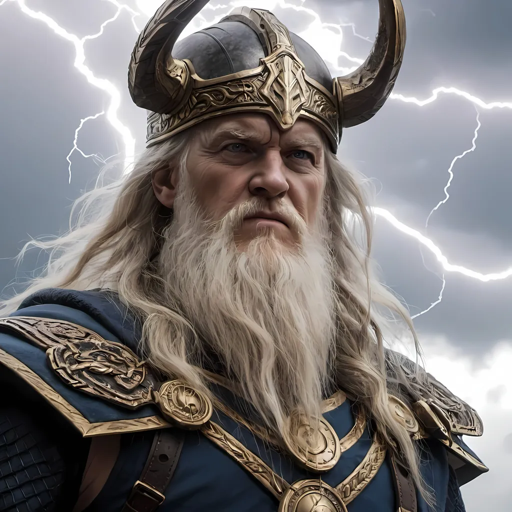 Prompt: Odin In thunder and lighting