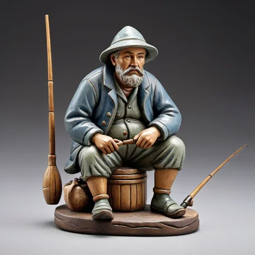 Prompt: art icon figure of a fisherman