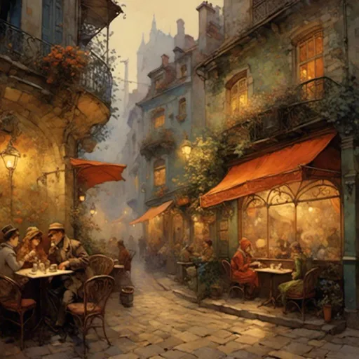 Prompt: <mymodel>a cute little cafe, a hazy smoke lingers high in the air