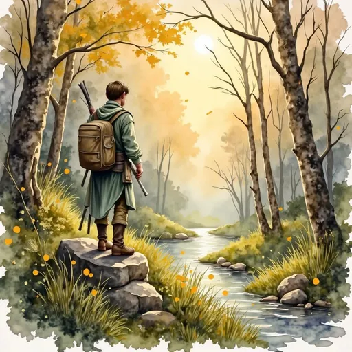 Prompt: Elf ranger in a mystical forest around sunlight
