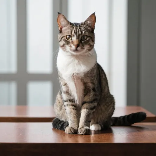 Prompt: a cat sitting on table