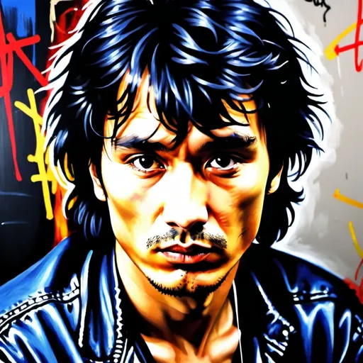 Prompt: Create 120x80 picture of Viktor tsoi