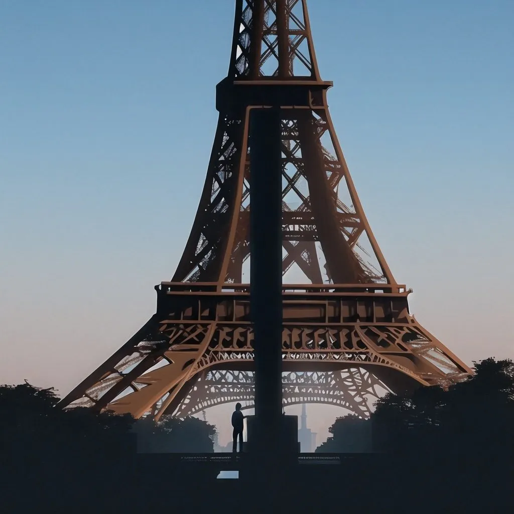 Prompt: Photos of a boy and the Eiffel Tower