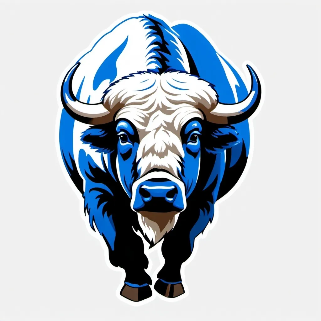 Prompt: Create me a blue and white buffalo for a college football team transparent background
less realistic and more simplistic
