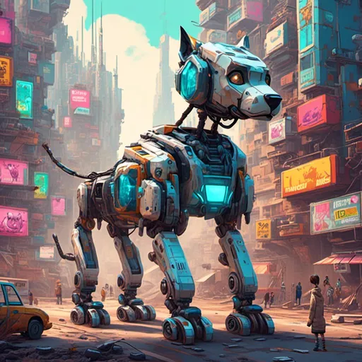 Prompt: <mymodel>futuristic robot cats and dogs
