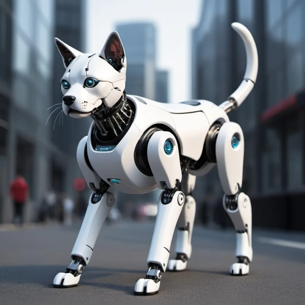 Prompt: <mymodel>futuristic robot cats and dogs
Normal sized