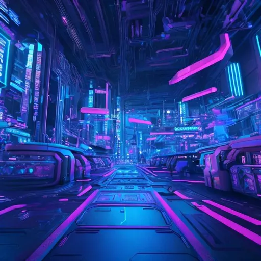 Prompt: High-definition 3D rendering of a futuristic video game world, vibrant and neon color palette, virtual reality headset, holographic interface, immersive VR experience, high-tech gaming environment, ultra-detailed textures, cyberpunk aesthetic, dynamic lighting effects, virtual landscape, futuristic cityscape, professional quality, 4k resolution, ultra-realistic, 3D rendering, neon colors, futuristic, virtual reality, immersive, cyberpunk, dynamic lighting, high-tech gaming environment, holographic interface