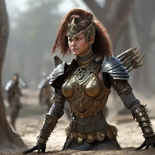 Prompt: female warrior biomimetic technology