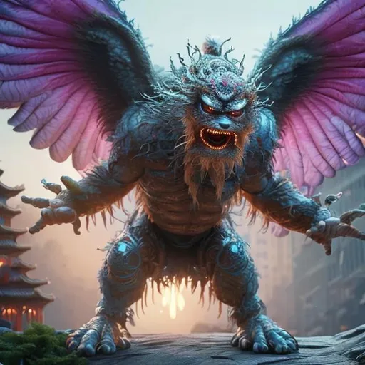 Prompt: hyper realistic, 6 archangel massive wings, 6 cute big circular reflective eyes, tiny hands and feet, 3d chinese dragon, big plan, cute and adorable, Pixar render, Unreal Engine cinematic smooth, intricate detail, cinematic