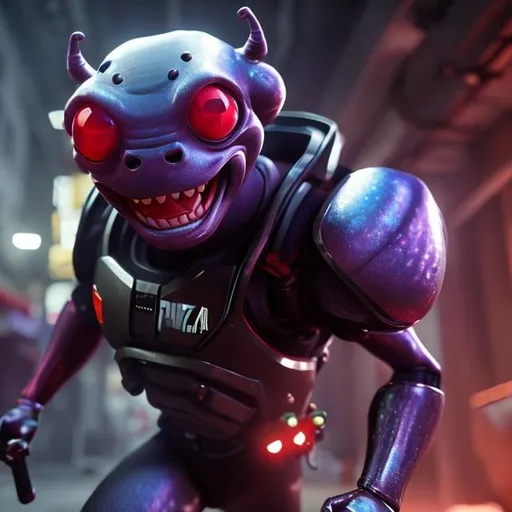 Prompt: Hyper-real, Pixar render, unreal engine 5.2, perfect style policeman character strong, with red eyes