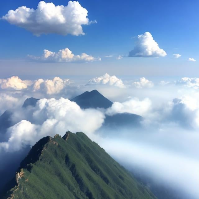 Prompt: clear sunny sky, three clouds