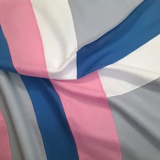 Prompt: blue pink white grey flag