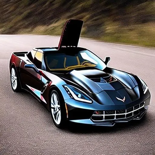 Prompt:  Corvette car that looks like an espresso coffee maker.