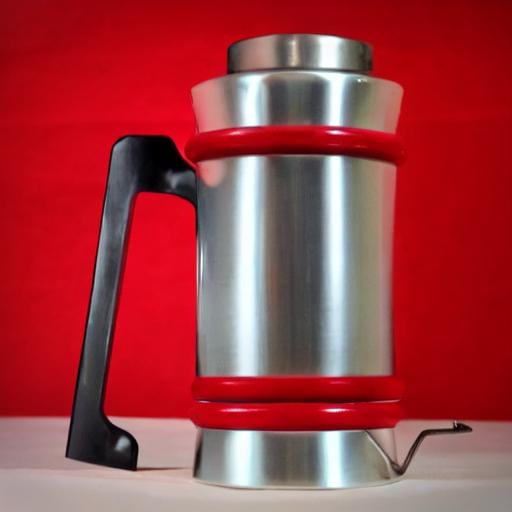 Prompt: Futuristic, steampunk large espresso maker, in red and white with cup