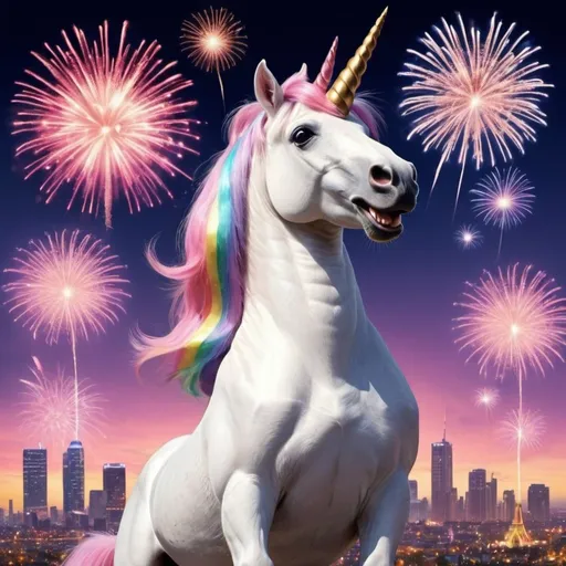 Prompt: Wish brithday with unicorn awesome cats
And Katy Perry fireworks