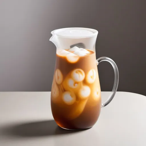 Prompt: Moca ice tea latte small in a water pot