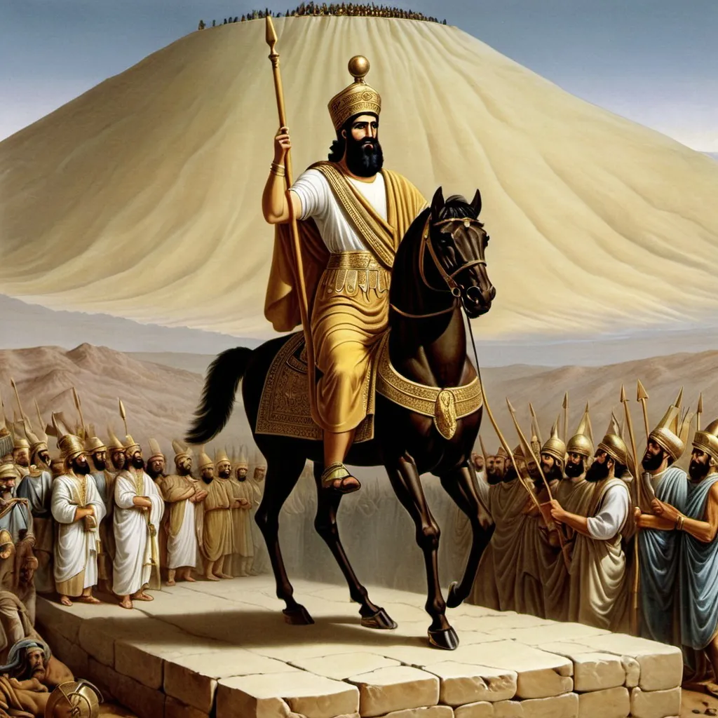 Prompt: Cyrus the Great when conquering lands 