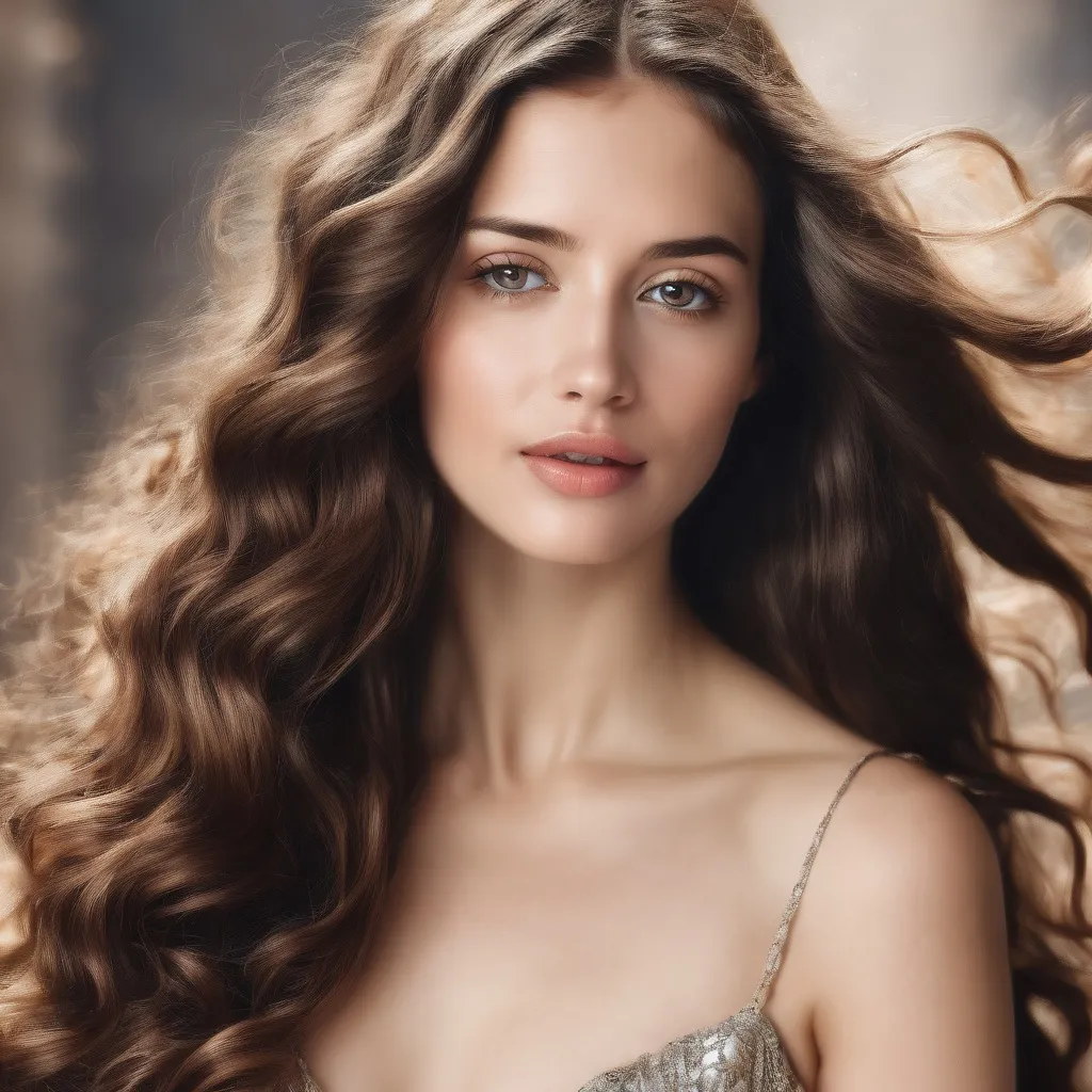 Prompt: Gorgeous woman with long brown hair