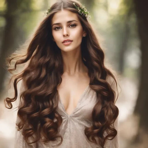 Prompt: Gorgeous woman with brown long hair