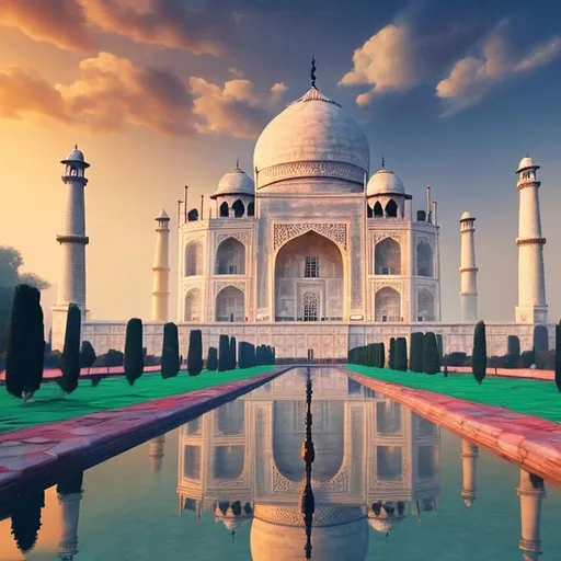 Prompt: single image of taj mahal, 4k, unreal engine, light background, rim light, epic skies --ar 16:9