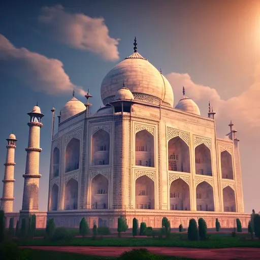 Prompt: single image of taj mahal, 4k, unreal engine, light background, rim light, epic skies