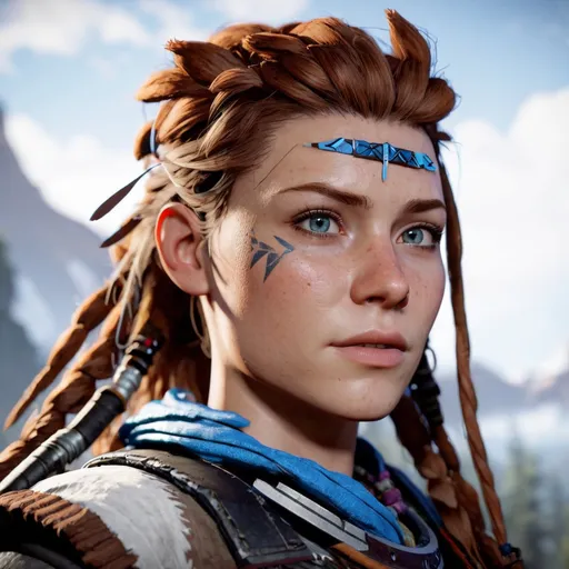 Prompt: Realistic image of Aloy from Horizon zero dawn