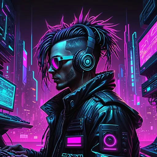 Prompt: cyberpunk, emo, synthwave, EDM rave art, highly detailed, HD, dark background