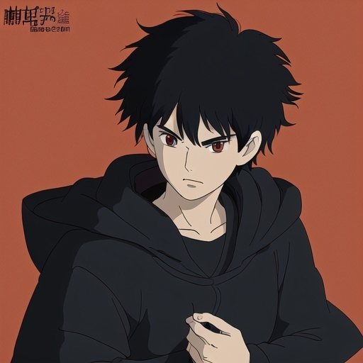 Prompt: Draw me a male character with short black hair, red eyes, wearing a black cloak with rips and traces of time, Draw in ben 10 omniverse drawing style
