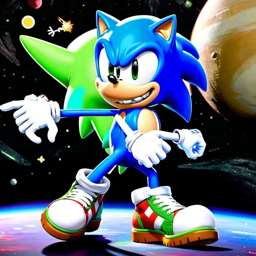 Prompt: Sans griffin zurboingdoings Luigi in space with Sonic’s shoes and absolutely no reservations