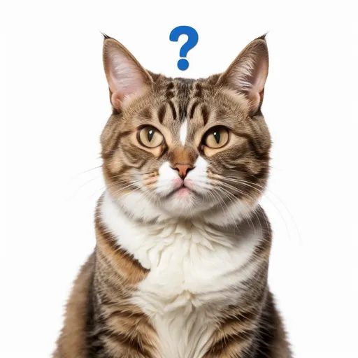 Prompt: an adult cat, bewildered with an unsolvable question, thinking hard, no background, brain is boiling with effort