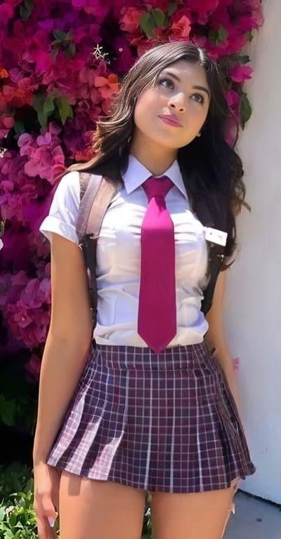 Prompt: put me in a tight attractive schoolgirl outfit