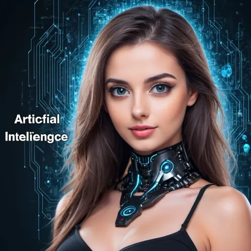 Prompt: Eye catching image for YouTube channel with name artificial intelligence on it along with a beautiful hot looking girl in it
