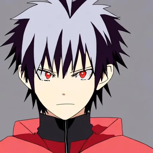 Prompt: A  anime boy red hear
mean and nice from the anime naruto a villain
