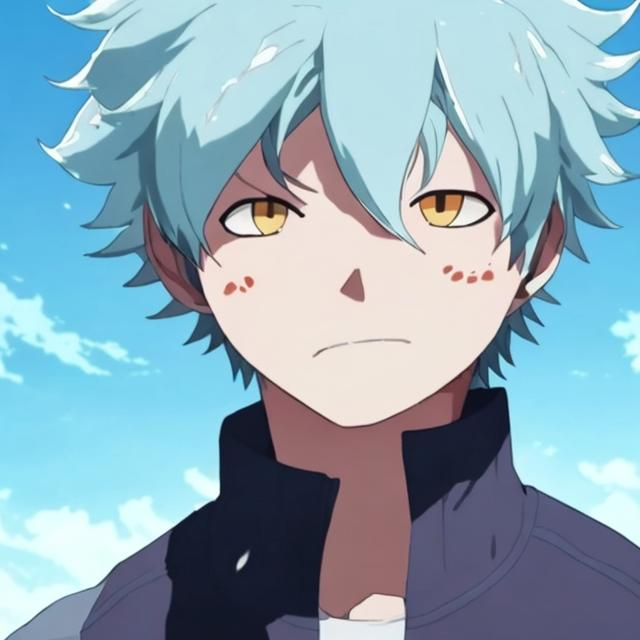 Prompt: leo a boy with light blue hear mha sad Dating bakugou and todoroki 