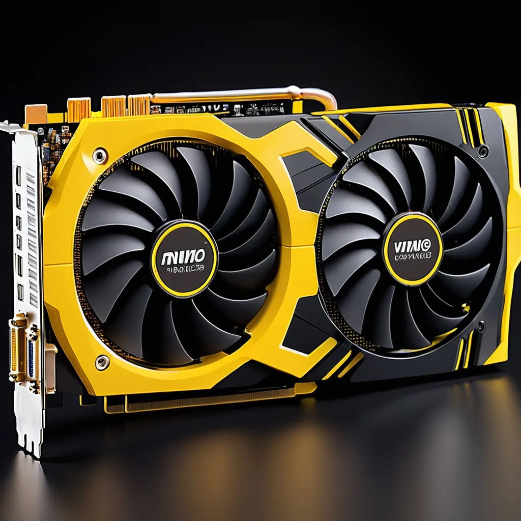 Prompt: computer graphics card yellow black