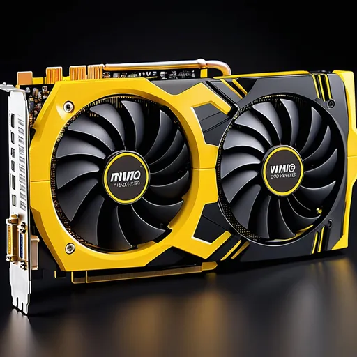 Prompt: computer graphics card yellow black