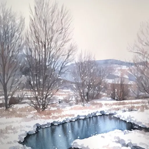 Prompt: A water color painting of the snow