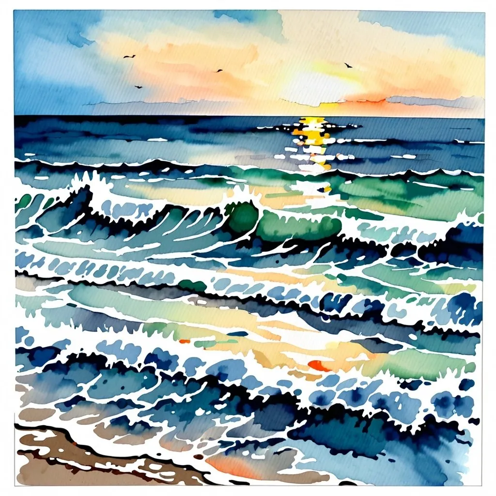 Prompt: Water color sea panting 