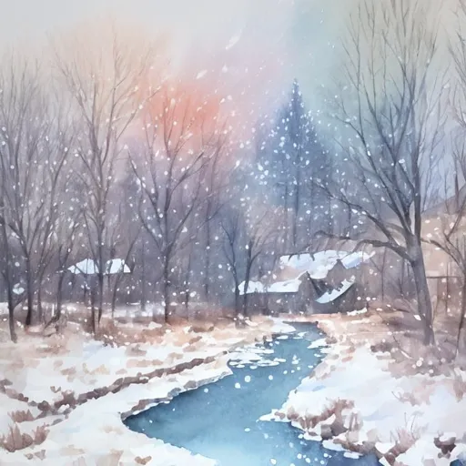 Prompt: A water color painting of the snow